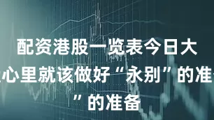 配资港股一览表今日大盘心里就该做好“永别”的准备