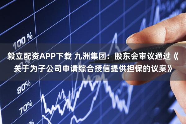 毅立配资APP下载 九洲集团：股东会审议通过《关于为子公司申请综合授信提供担保的议案》