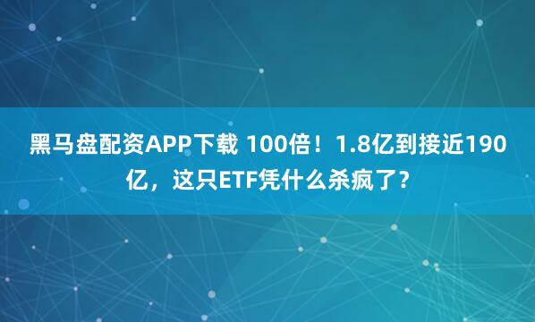 黑马盘配资APP下载 100倍！1.8亿到接近190亿，这只ETF凭什么杀疯了？